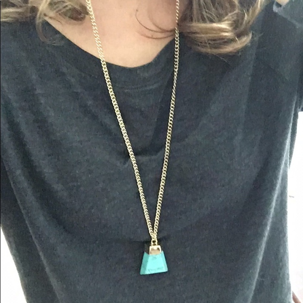 Long gold and turquoise necklace